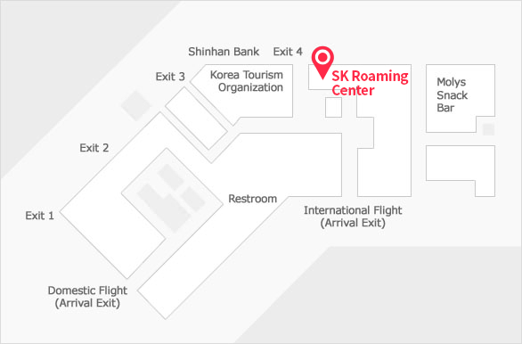 SKT Booth in Jeju International Airport for Korea eSIM Red(+) pick up